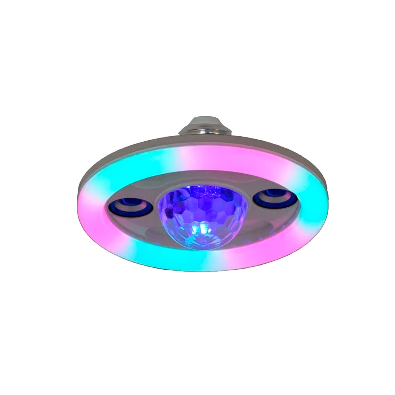 Lámpara LED RGB 36W E26 con Bocina Bluetooth Integrada y Luz Estrobo | Luz de Día 6500K, Control Remoto - LUMMI